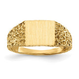 14k gold open back signet ring with 8.0x7.0mm size, crafted by Solomon Jewelers, featuring a smooth, polished design