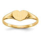 14k gold heart signet ring with 7.5x6.0mm closed back design from Solomon Jewelers, showcasing a polished jewelry ring.