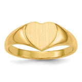 14k gold open back heart signet ring with 8.5x7.5mm face, elegant jewelry piece from Solomon Jewelers.