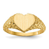 14k gold open back heart signet ring with 8.0x7.5mm face, jewelry ring from Solomon Jewelers