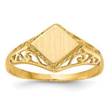 14k gold open back signet ring with 8.5x8.0mm face, jewelry ring by Solomon Jewelers, displayed on a neutral background.