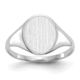 14k white gold signet ring with a 9.0x10.0mm closed back design, showcasing elegant jewelry craftsmanship.