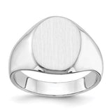 14k white gold men's signet ring with 11.5x15mm closed back design, jewelry ring from Solomon Jewelers.