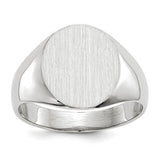 14k white gold signet ring with 12.0x12.5mm closed back design, featuring a smooth, polished surface.