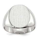 14k white gold signet ring with 12.5x13.5mm closed back design, crafted by Solomon Jewelers.