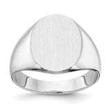 14k white gold signet ring with closed back, measuring 12.5x15.0mm, jewelry ring from Solomon Jewelers.
