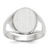 14k white gold signet ring with open back, measuring 11.0x12.5mm, jewelry ring from Solomon Jewelers.