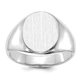 14k white gold open back signet ring with 11x13mm face, featuring a polished finish, designed for elegant jewelry wear.