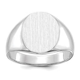 14k white gold open back signet ring featuring a 13.0x15.5mm design, crafted by Solomon Jewelers.