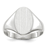 14k white gold open back signet ring with 8.0x11.5mm face, featuring a smooth polished finish, jewelry ring from Solomon Jewelers