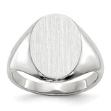 14k white gold signet ring with 8.0x11.5mm closed back design, showcasing a polished, elegant jewelry piece from Solomon Jewelers.