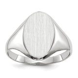 14k white gold signet ring with 9x14mm closed back design, jewelry ring by Solomon Jewelers.