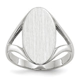 14k white gold signet ring with 9x17mm closed back design, showcasing elegant jewelry craftsmanship.
