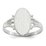 14k white gold signet ring with 8.5x13.5mm closed back design, jewelry ring from Solomon Jewelers.