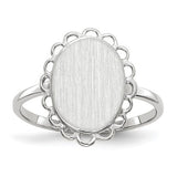 14k white gold open back signet ring with 9.0x11.5mm face, crafted by Solomon Jewelers, showcasing detailed design and polished finish.