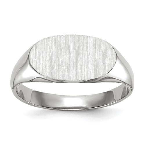 14k white gold signet ring with a 12.0x6.5mm closed back design, jewelry ring from Solomon Jewelers.
