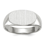 14k white gold signet ring with 13.5x7.5mm closed back design, jewelry ring from Solomon Jewelers.
