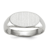 14k white gold open back signet ring with 13.5x7.5mm face, crafted by Solomon Jewelers, shown from the front.
