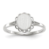 14k white gold signet ring with open back, 6.5x7.0mm size, jewelry ring featuring a polished finish and classic design