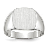 14k white gold signet ring with a 12.5x12.5mm closed back design, crafted by Solomon Jewelers.