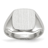 14k white gold open back signet ring with 10.5x11.0mm face, jewelry ring by Solomon Jewelers.