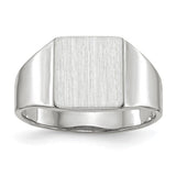 14k white gold signet ring with 8.5x9.5mm closed back design, crafted by Solomon Jewelers, showcasing a polished, elegant jewelry piece.