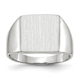 14k white gold signet ring with 13x13mm closed back design, crafted by Solomon Jewelers, featuring a polished, elegant finish.