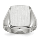 14k white gold men's signet ring with 13x15mm closed back design, crafted by Solomon Jewelers.