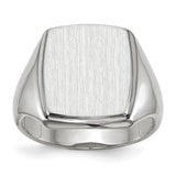 14k white gold men's signet ring with an open back and 13x15mm face, featuring a polished design from Solomon Jewelers.