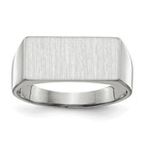 14k white gold signet ring with 16.5x8.0mm closed back design, showcasing a polished, elegant jewelry piece.