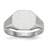 14k white gold signet ring with 11x9mm closed back design, crafted by Solomon Jewelers.