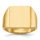 14k gold open back men's signet ring with 13.5x15.0mm face, featuring a polished, classic design from Solomon Jewelers.
