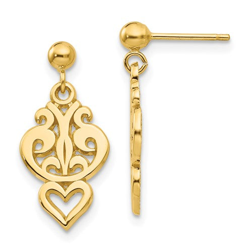 14k-polished-filigree-fancy-heart-post-dangle-earrings-SolomonJeweler-Wichita-KS-CustomJewelry
