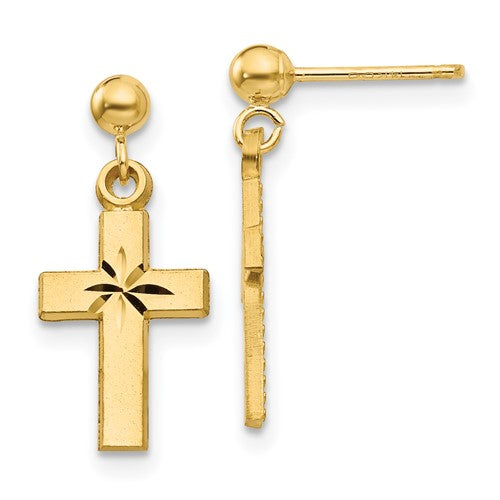 14k-satin-diamond-cut-cross-earrings-SolomonJeweler-Wichita-KS-CustomJewelry