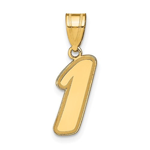 14k-brushed-border-script-number-1-pendant-SolomonJeweler-Wichita-KS-CustomJewelry