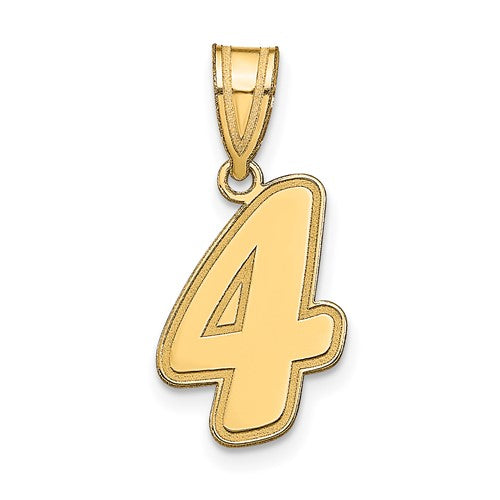 14k-brushed-border-script-number-4-pendant-SolomonJeweler-Wichita-KS-CustomJewelry