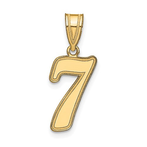 14k-brushed-border-script-number-7-pendant-SolomonJeweler-Wichita-KS-CustomJewelry