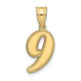 14k-brushed-border-script-number-9-pendant-SolomonJeweler-Wichita-KS-CustomJewelry