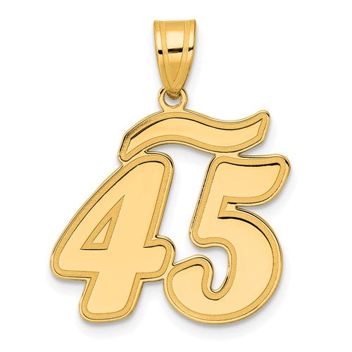 14k-brushed-border-script-number-45-pendant-SolomonJeweler-Wichita-KS-CustomJewelry