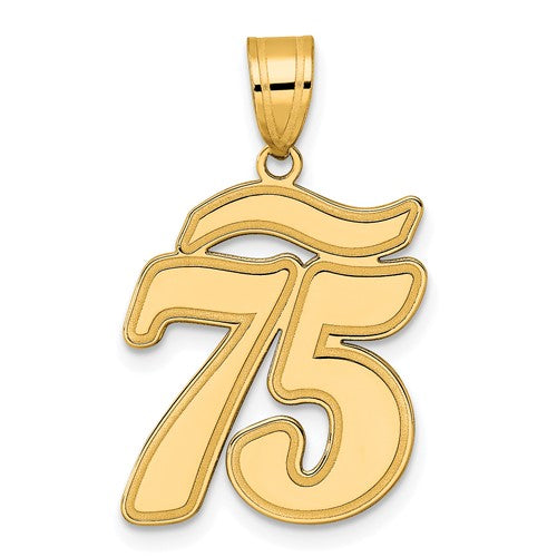 14k-brushed-border-script-number-75-pendant-SolomonJeweler-Wichita-KS-CustomJewelry