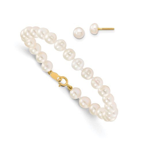 14k-madi-k-4-5mm-white-freshwater-cultured-pearl-bracelet-earring-set-SolomonJeweler-Wichita-KS-CustomJewelry
