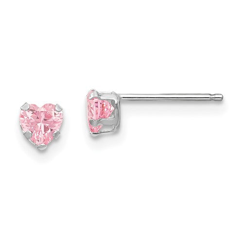 14k-white-gold-madi-k-4mm-pink-cz-heart-earrings-SolomonJeweler-Wichita-KS-CustomJewelry