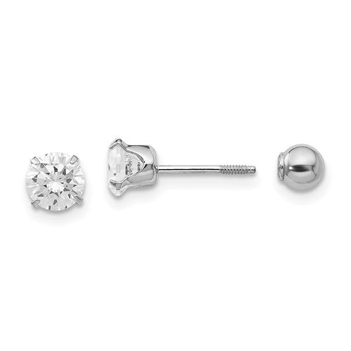 14k-madi-k-white-gold-5mm-cz-and-4mm-ball-reversible-earrings-SolomonJeweler-Wichita-KS-CustomJewelry