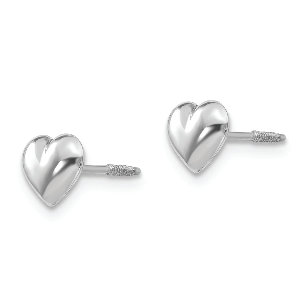 14k Madi K White Gold Puff Heart Post Earrings - Solomon Jewelers