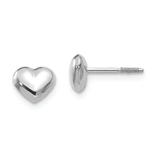 14k Madi K White Gold Puff Heart Post Earrings - Solomon Jewelers