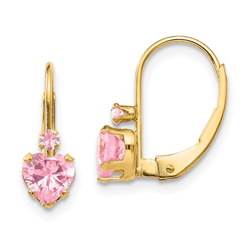 14k-madi-k-pink-cz-heart-leverback-earrings-SolomonJeweler-Wichita-KS-CustomJewelry