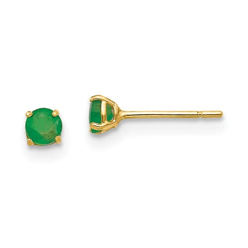 14k-madi-k-round-emerald-3mm-post-earrings-SolomonJeweler-Wichita-KS-CustomJewelry
