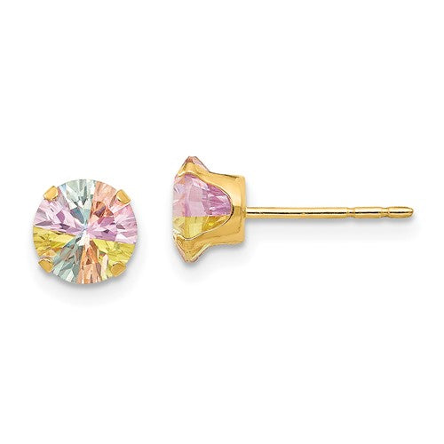 14k-madi-k-multi-color-cz-6mm-post-earrings-SolomonJeweler-Wichita-KS-CustomJewelry