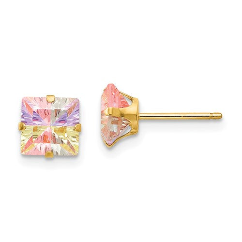 14k-madi-k-multi-color-cz-6mm-square-post-earrings-SolomonJeweler-Wichita-KS-CustomJewelry