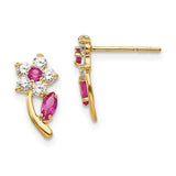 14k-madi-k-clear-red-cz-flower-post-earrings-SolomonJeweler-Wichita-KS-CustomJewelry
